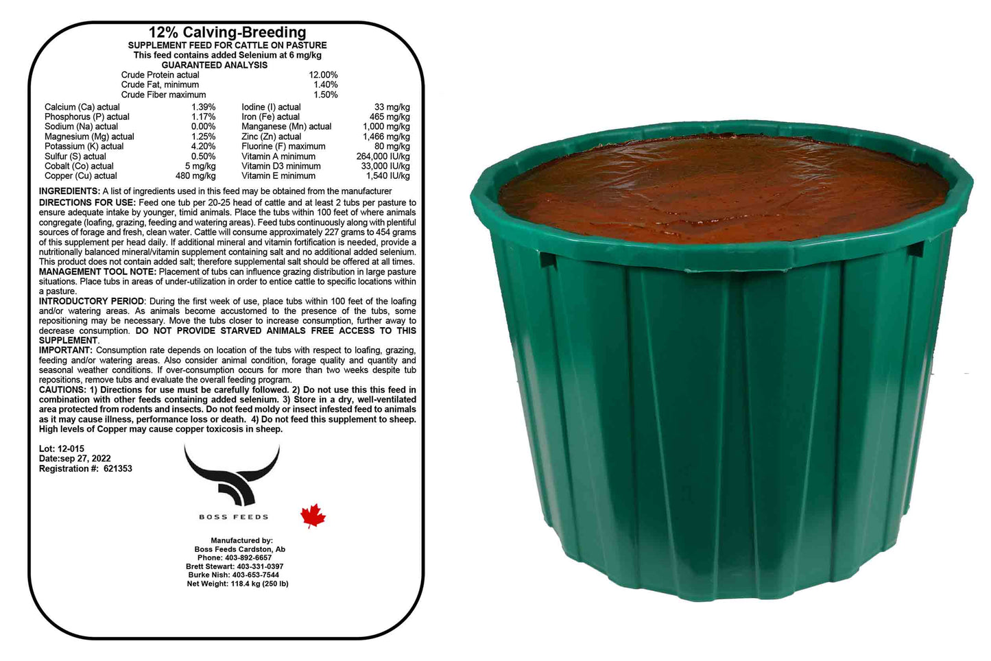 Boss Feeds 12% Calving Breeding Mineral Tub