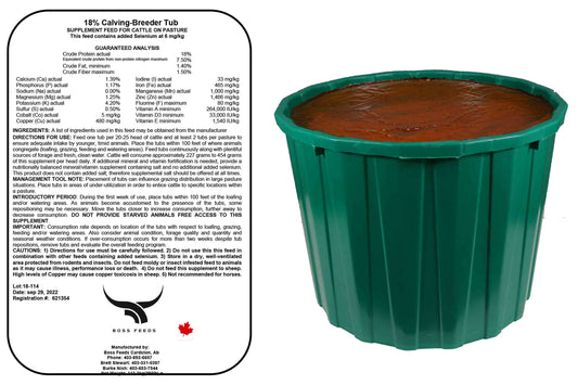 Boss Feeds Mineral Tub - 18% Calving Breeding